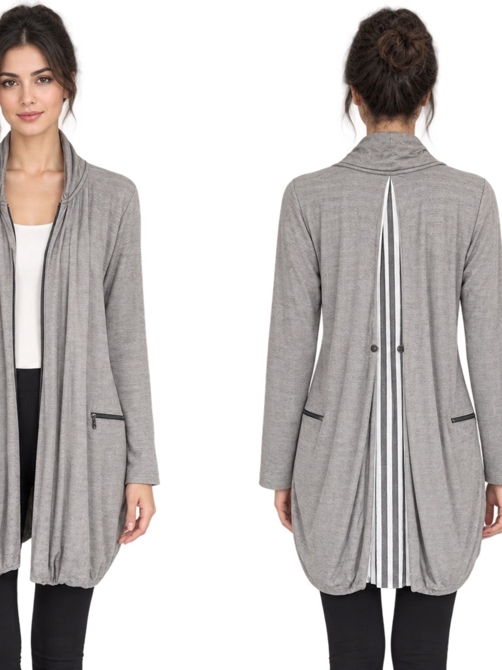 Women's Gray Draped with Pleat Back